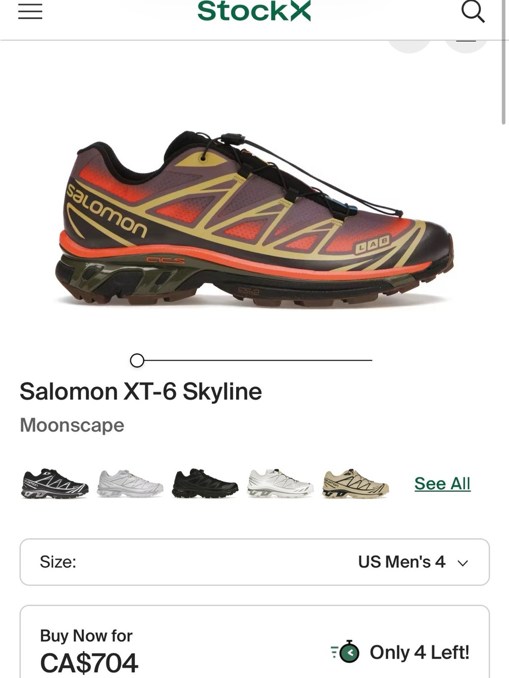 Salomon XT-6 Skyline Moonscape Sneakers - Picture 10 of 11